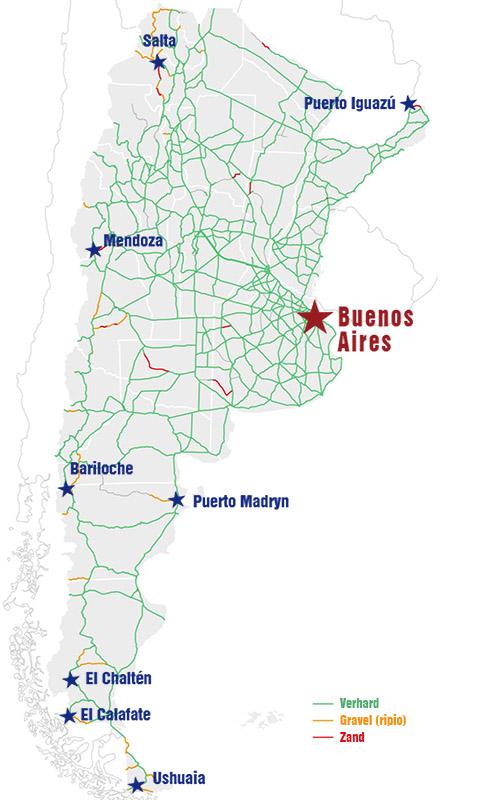 routekaart van Argentinië